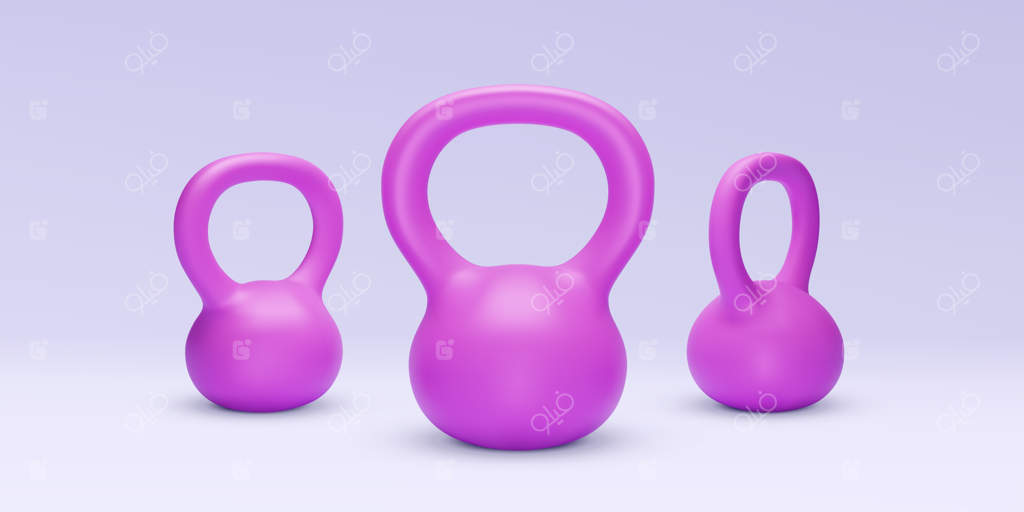 مجموعه‌ای از وزنه‌های صورتی واقع‌گرایانه بر روی پس‌زمینه‌ای روشن