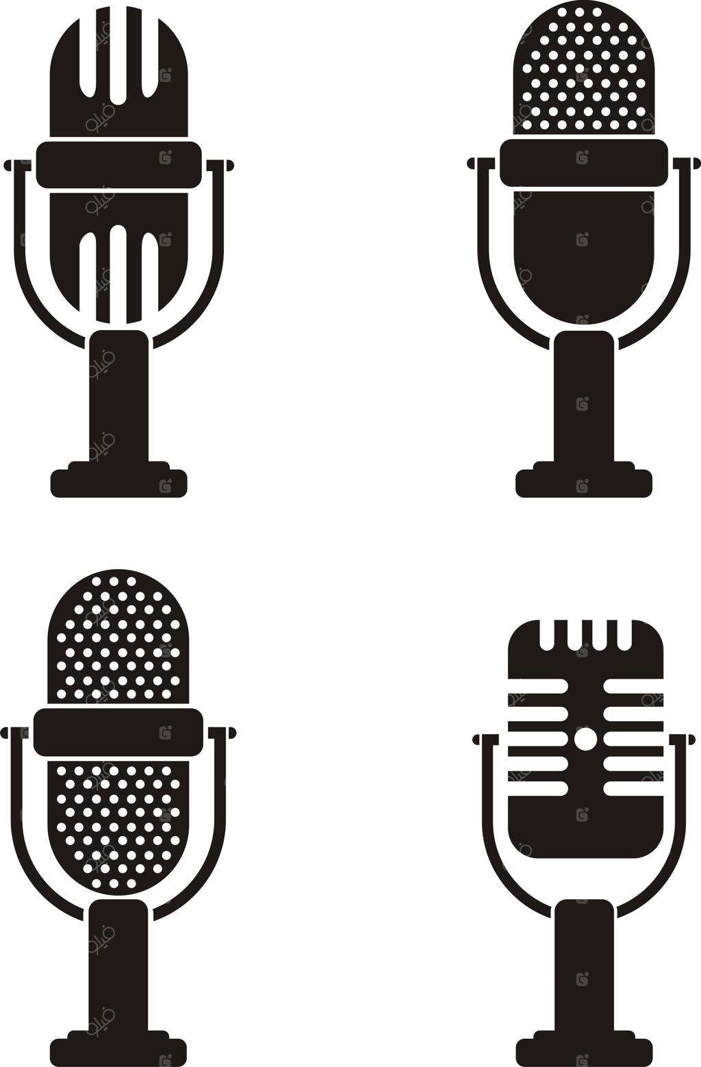 مجموعه آیکون‌های میکروفون مشکی