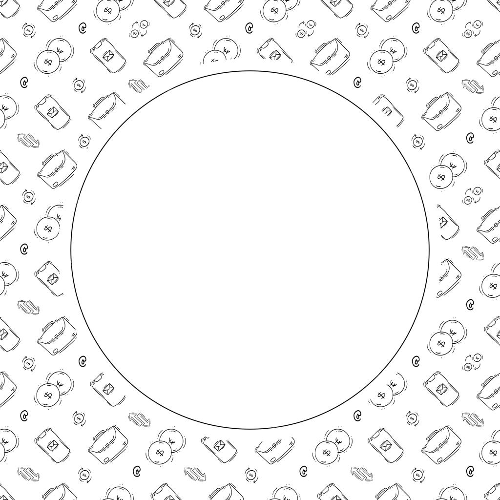 پس‌زمینه و قاب دایره‌ای طرح دستی (دودل) با موضوع استارتاپ و کسب‌وکار