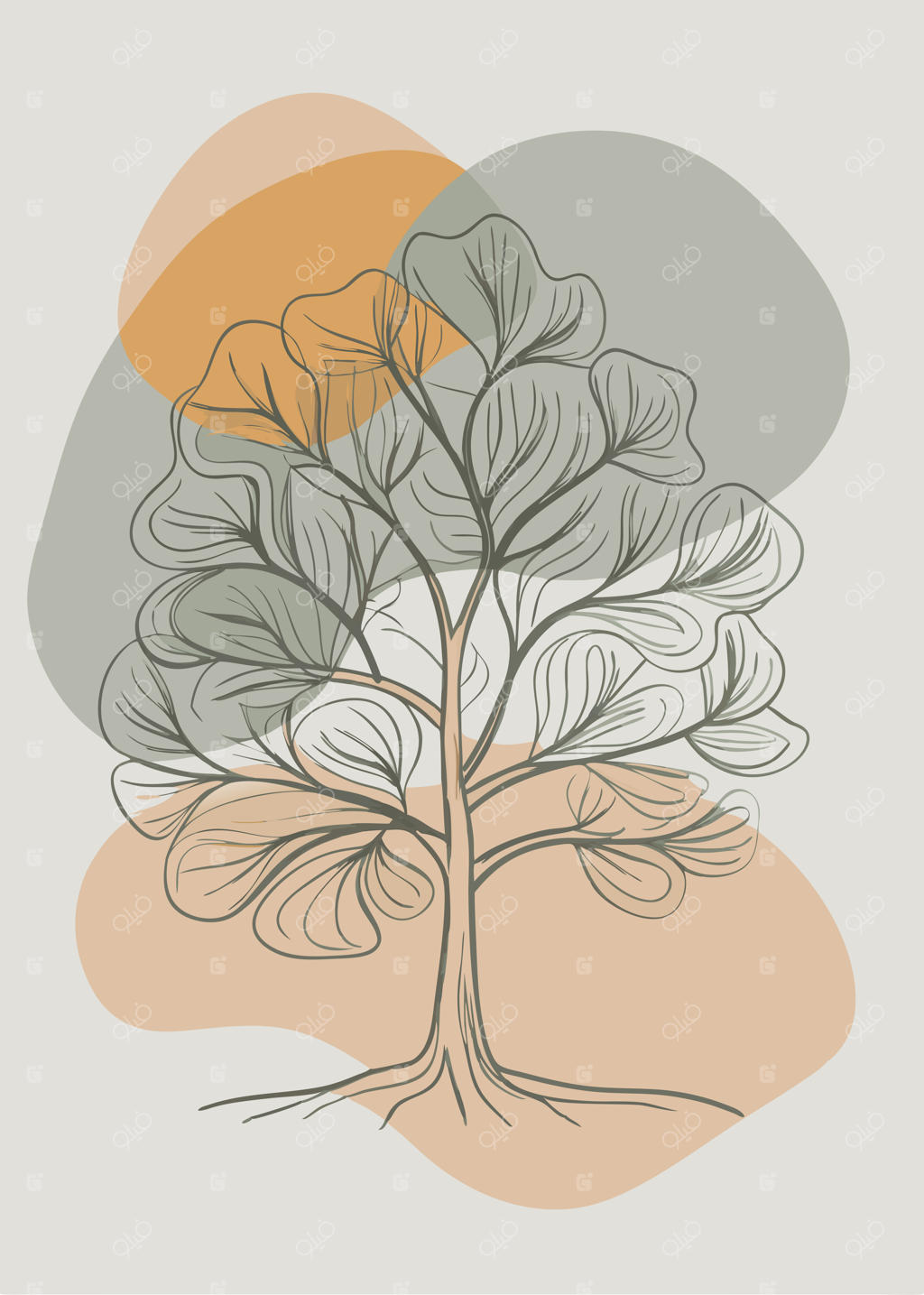 طراحی تک‌خطی و ممتد درخت، هنر انتزاعی و مینیمال مناسب دکور دیواری