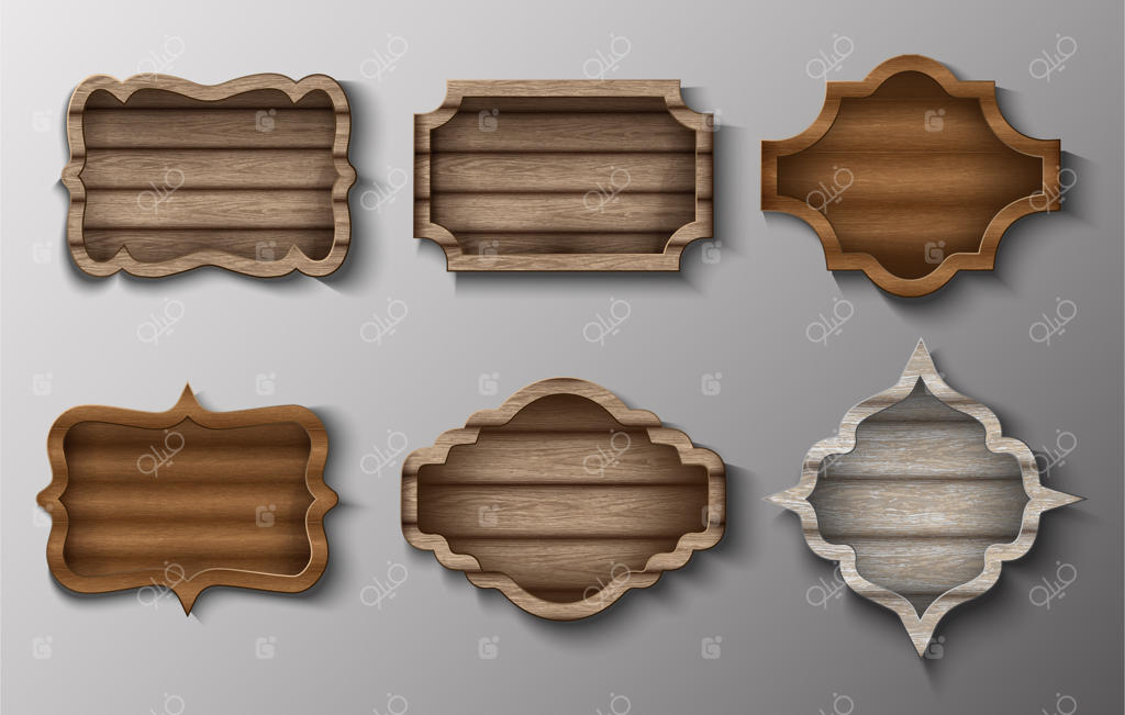 مجموعه‌ای از قاب‌ها و تابلوهای چوبی وکتور