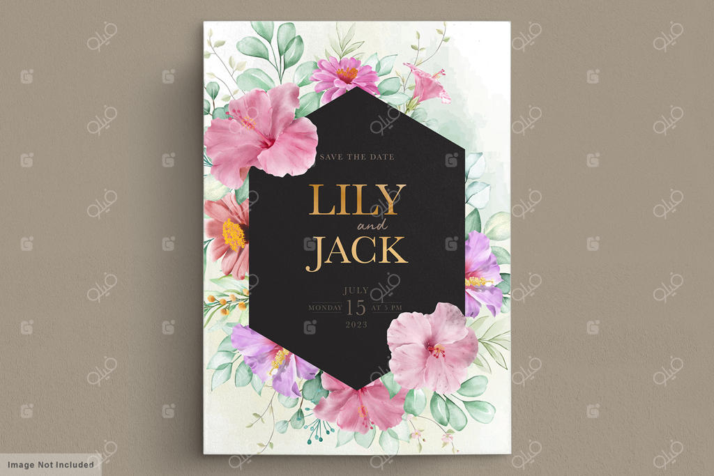 کارت عروسی با قاب گل‌های شکوفه‌دار