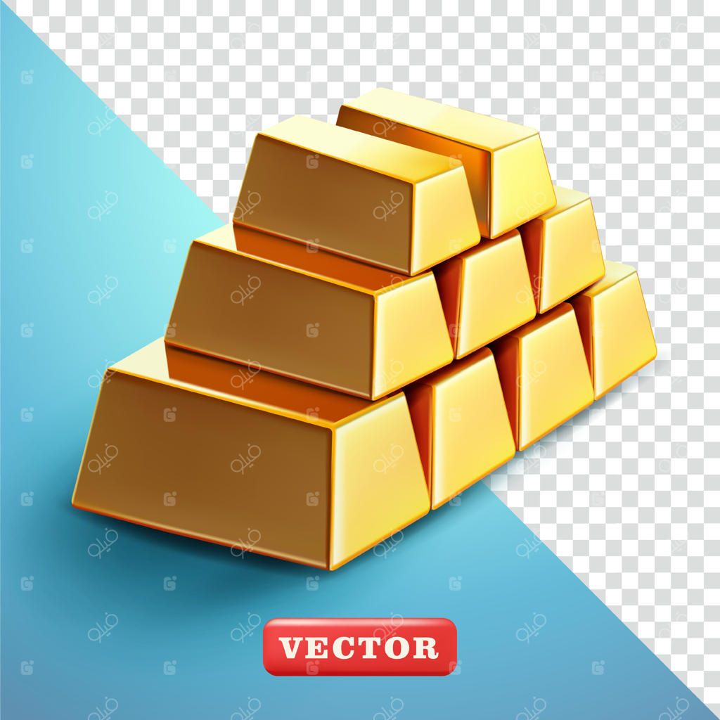 پشته‌ای از شمش‌های طلا سه‌بعدی. مناسب برای طرح‌های مالی، تجاری و عناصر طراحی