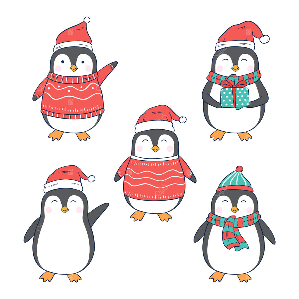 شخصیت پنگوئن کریسمس با لباس‌ها و سبک‌های مختلف