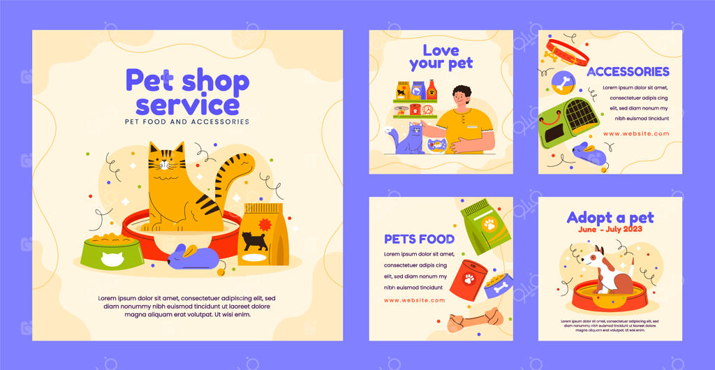 طراحی دستی قالب فروشگاه حیوانات خانگی