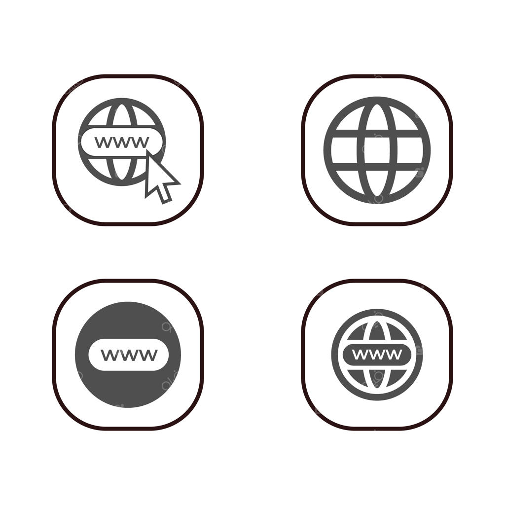 آیکون‌های وب، کره زمین، اینترنت و نمادهای وب‌سایت در سبک‌های مختلف