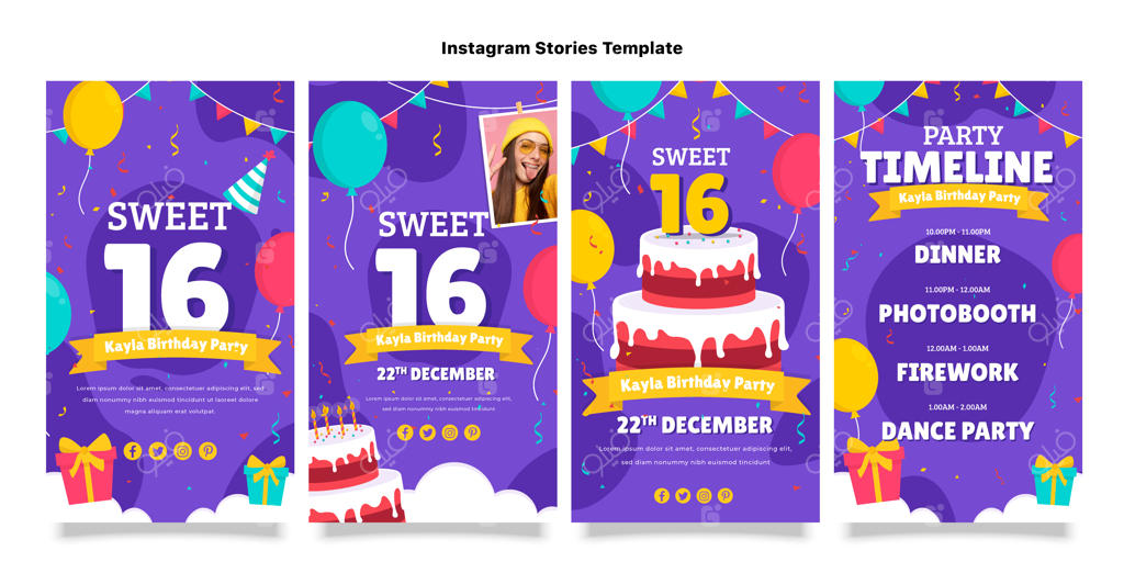 استوری‌های اینستاگرام دست‌ساز برای جشن شیرین شانزده‌سالگی