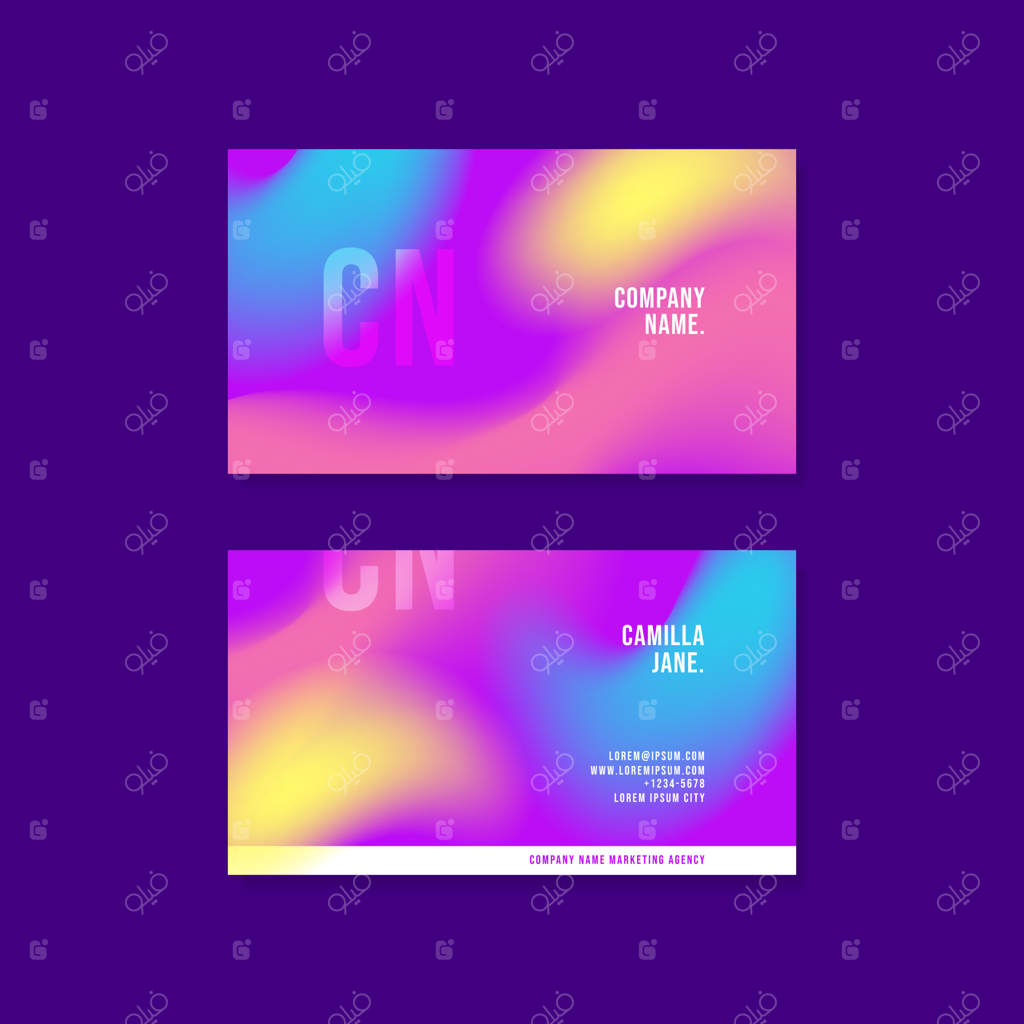 کارت ویزیت با رنگ‌های گرادیان و کنتراست بالا