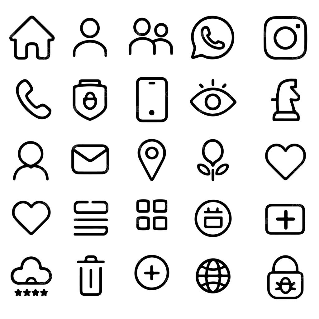 مجموعه آیکون رابط کاربری وب و موبایل - نمادهای شبکه‌های اجتماعی و ارتباطات