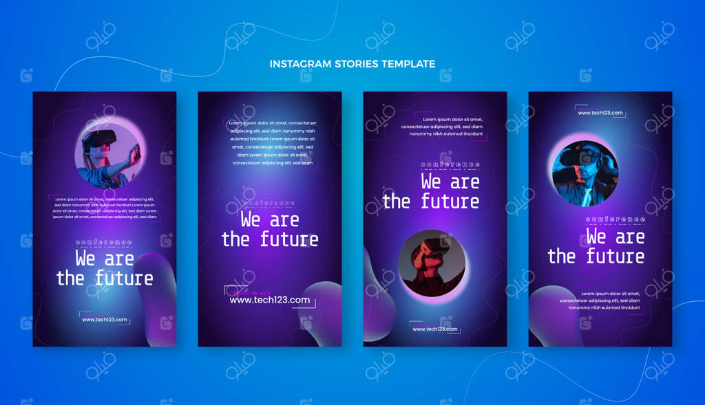 داستان‌های اینستاگرام با طراحی مدرن و انتزاعی تکنولوژی روان