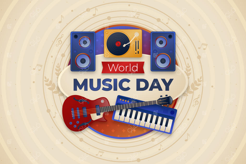زمینه روز جهانی موسیقی با گرادیانت رنگی