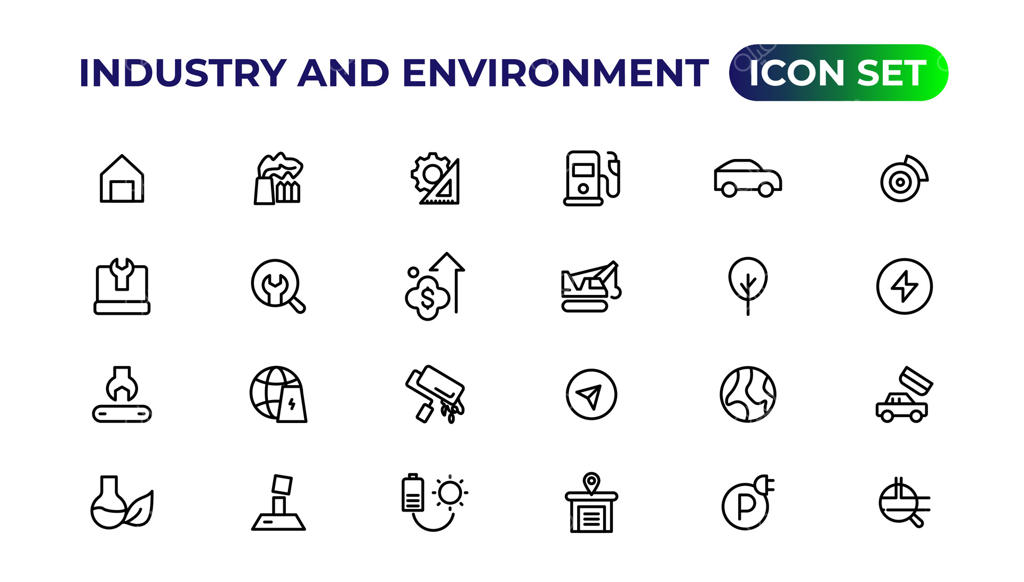 مجموعه آیکون‌های خطی مرتبط با انرژی سبز، تجدیدپذیر و منابع انرژی جایگزین. مجموعه آیکون‌های زیست‌محیطی.