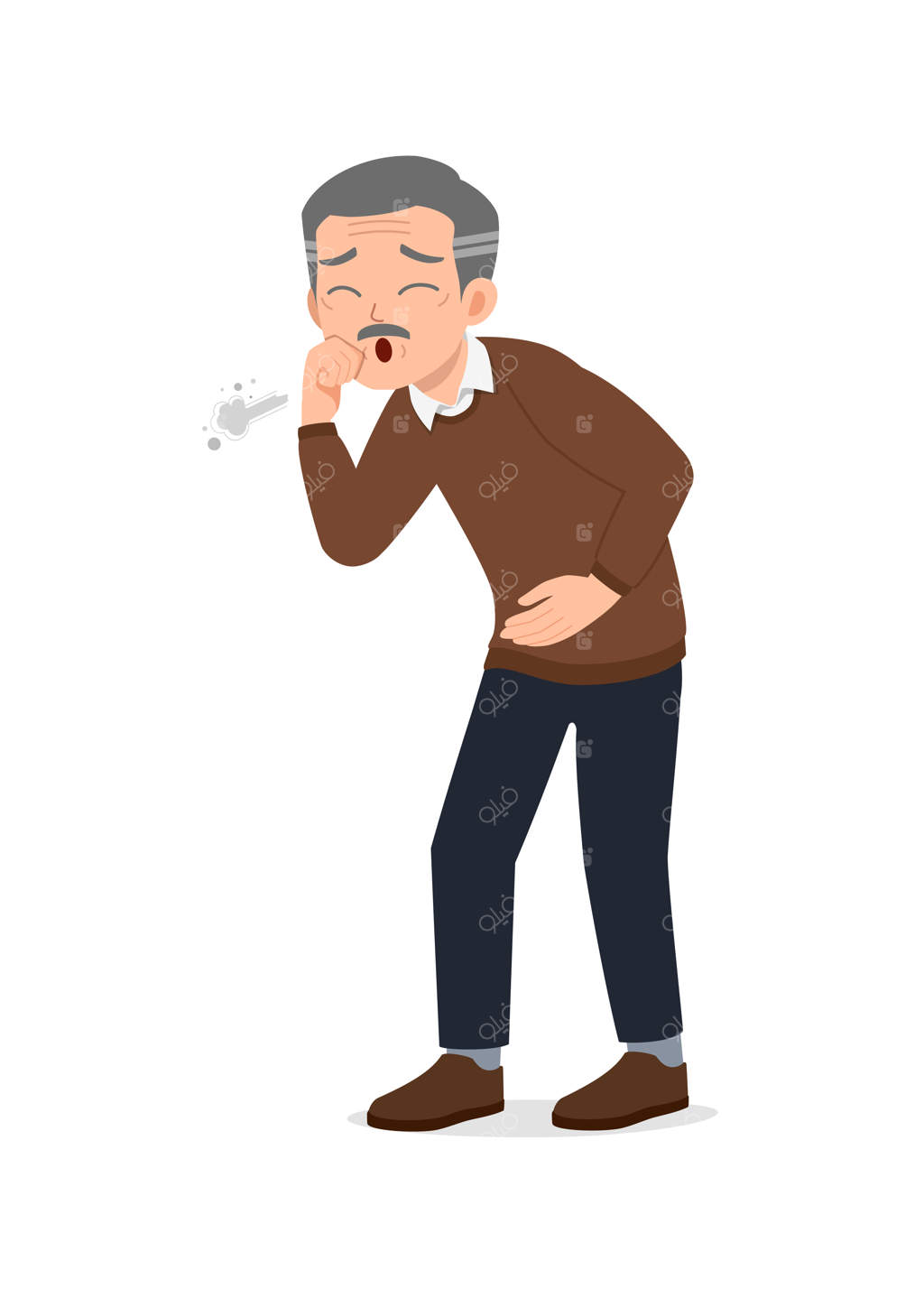 پیرمرد غمگین دچار درد سینه و سرفه شد