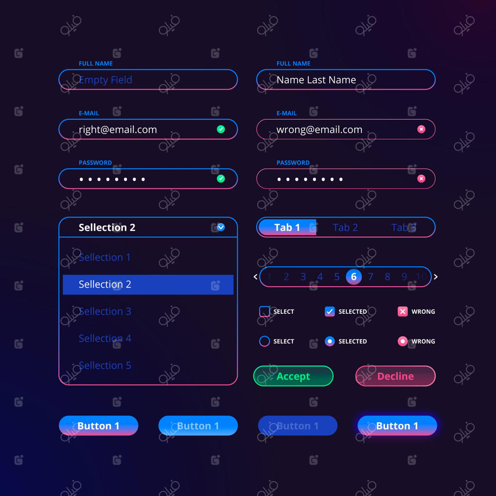مجموعه المان‌های UI/UX گرادینت