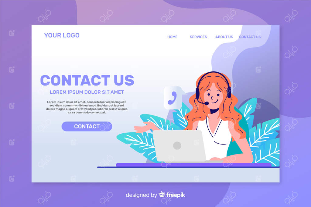 قالب صفحه فرود "تماس با ما" به سبک طراحی ساده و مدرن