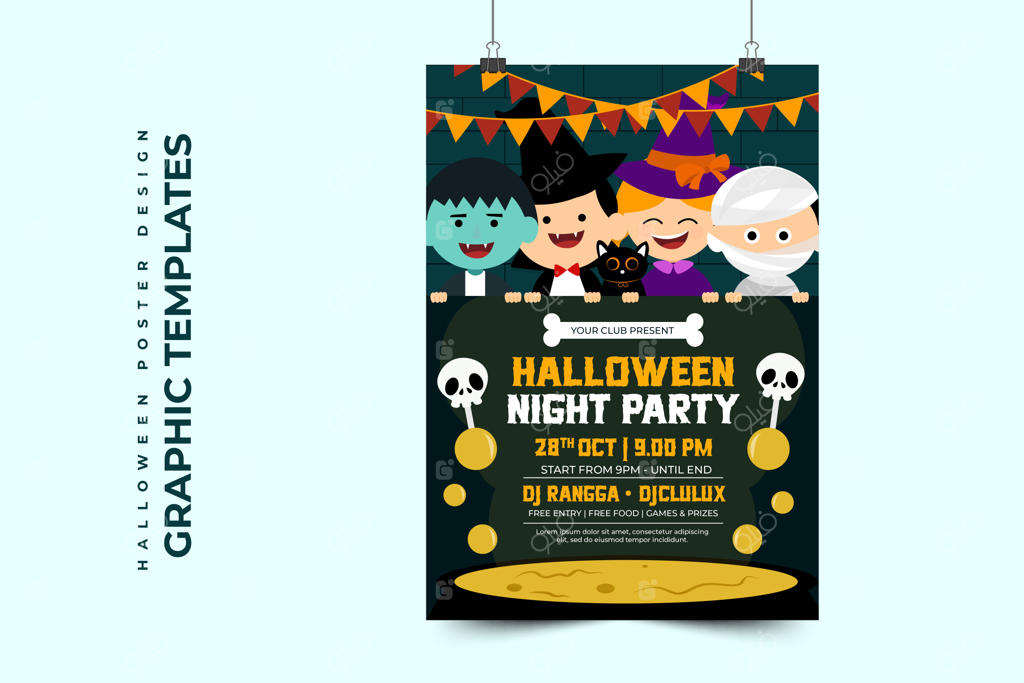 الگوی طراحی گرافیکی هالووین؛ ساده، شیک و قابل شخصی‌سازی