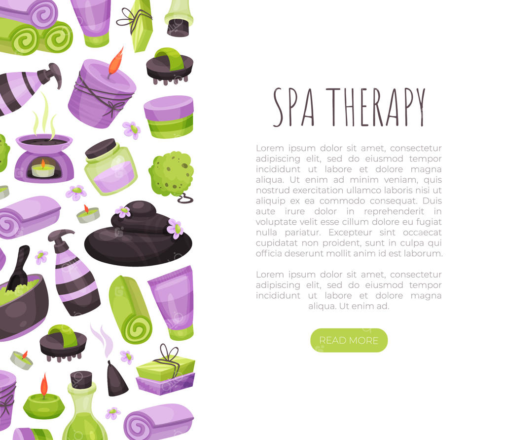 بنر وب‌سایت درمانی اسپا با جایگاه متن. تبلیغات خدمات آرامش و زیباسازی سالن اسپا و زیبایی