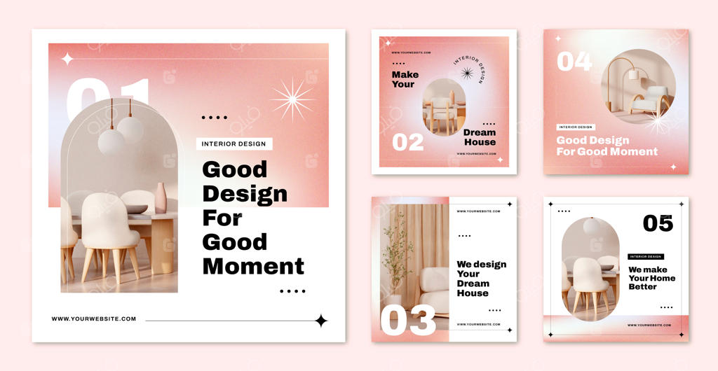 طراحی قالب دکوراسیون داخلی با گرادیانت