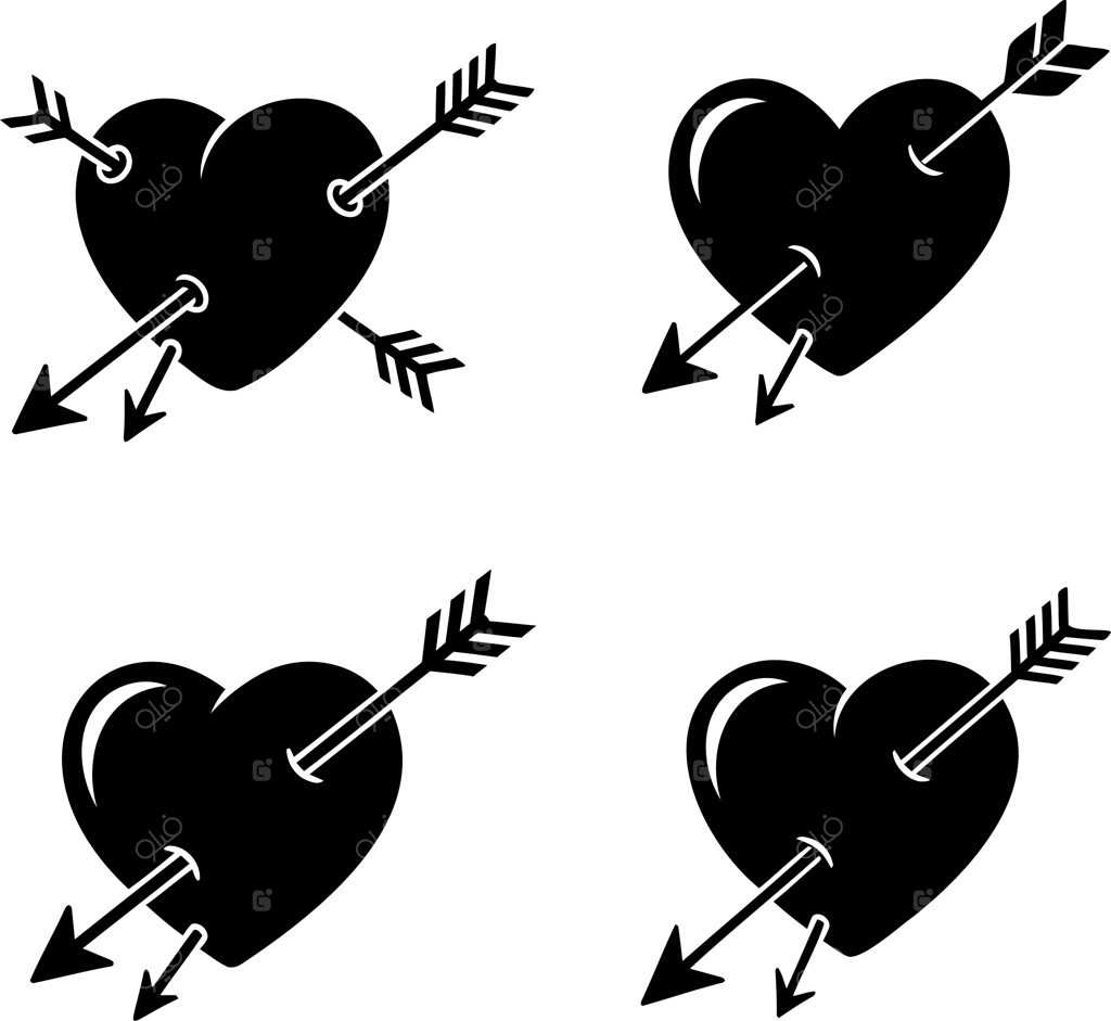 قلب‌های تیرخورده با تیرهای کیوپید