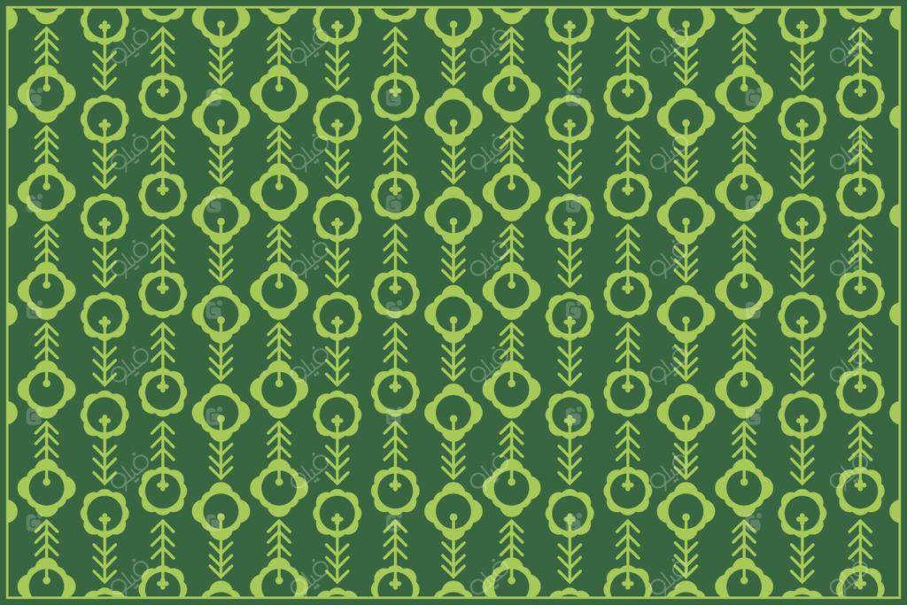 پترن باغ گل‌های منحصر به فرد با رنگ‌های غالب سبز و پس‌زمینه سبز تیره