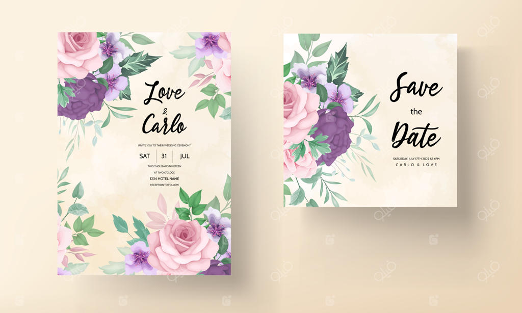 کارت دعوت عروسی با طرح گل‌های زیبا