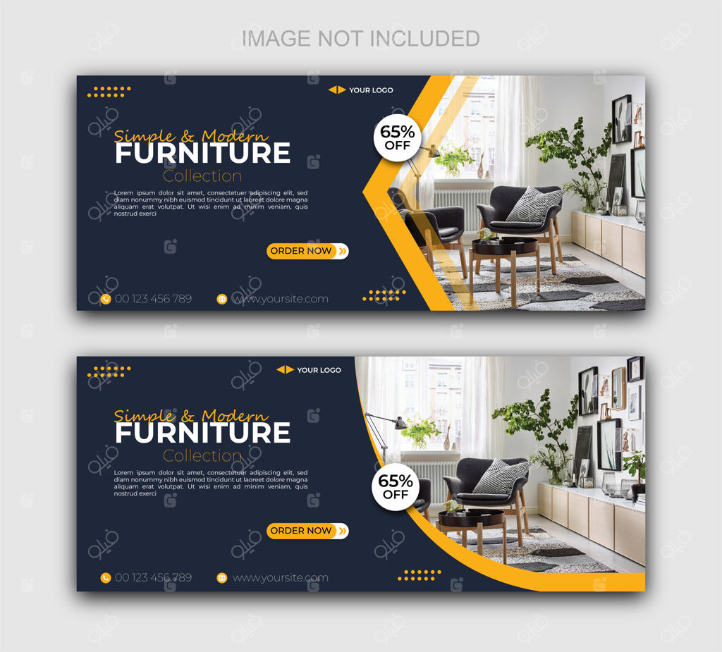 قالب وکتور رایگان بنر مبلمان با طراحی تخت