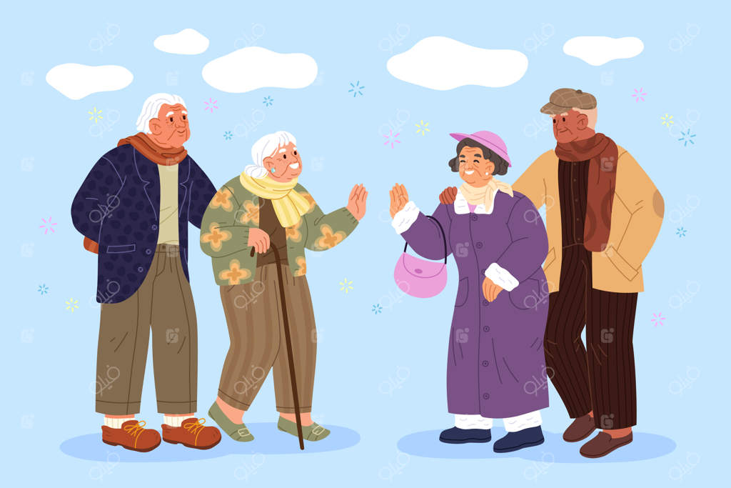 تصویرسازی افراد مسن به سبک مینیمال