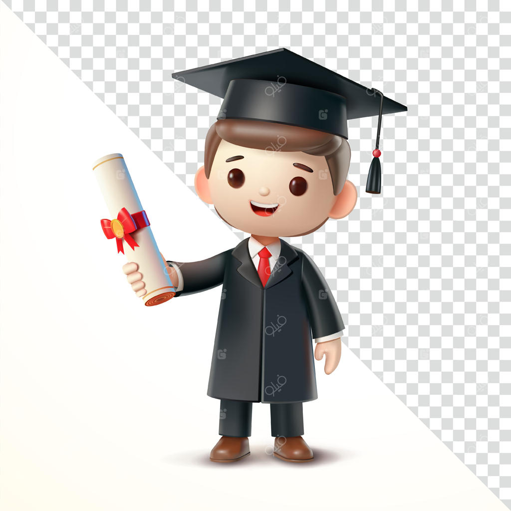 مرد فارغ‌التحصیل با مدرک در دست، سه‌بعدی: مناسب برای رویدادها و آموزش