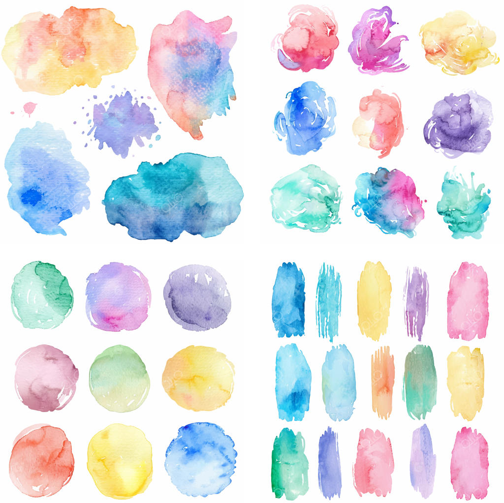 لکه‌ها و پاشش رنگ و جوهر با افکت آبرنگ پاستلی و طرح‌های خلاقانه