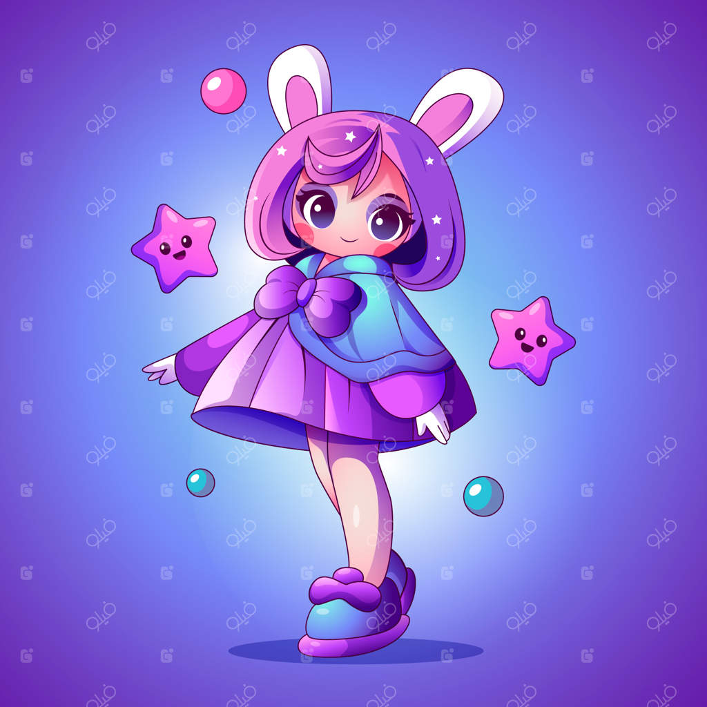 تصویر دست‌کشیده انیمه کاوایی