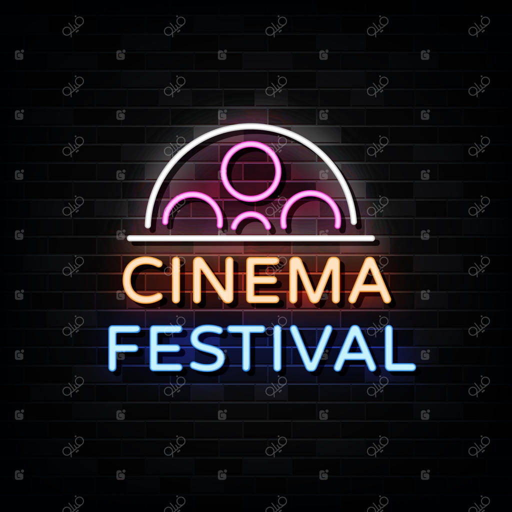 تابلوهای نئونی جشنواره سینما . طراحی به سبک نئون