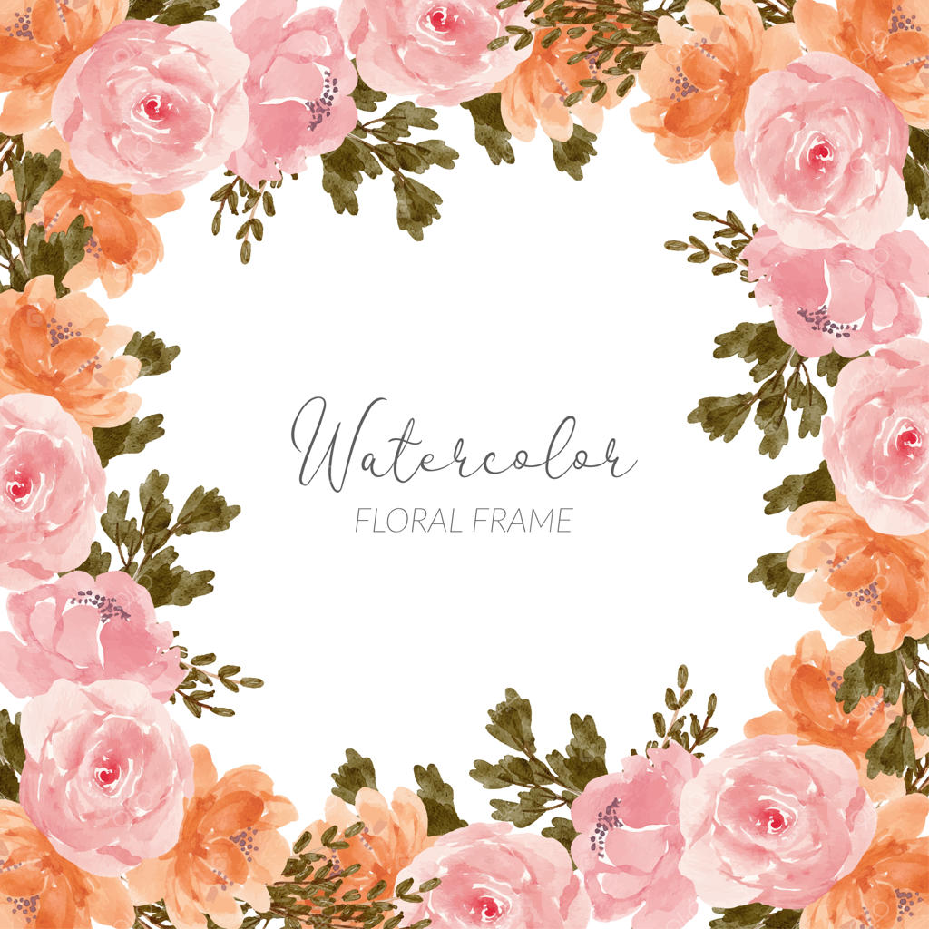 حاشیه دسته گل رز آبرنگی دست‌ساز برای تزئینات