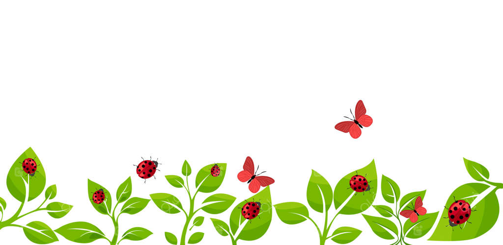 تصویر رنگارنگ از گیاهان، کفشدوزک‌ها و پروانه‌ها در باغی پرطروات