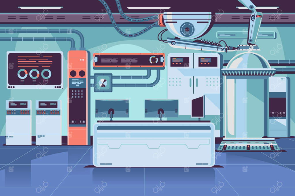 تصویرسازی اتاق آزمایشگاه کارتونی