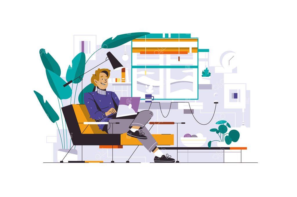 مرد کاری نشسته بر روی لبه پنجره با لپ‌تاپ