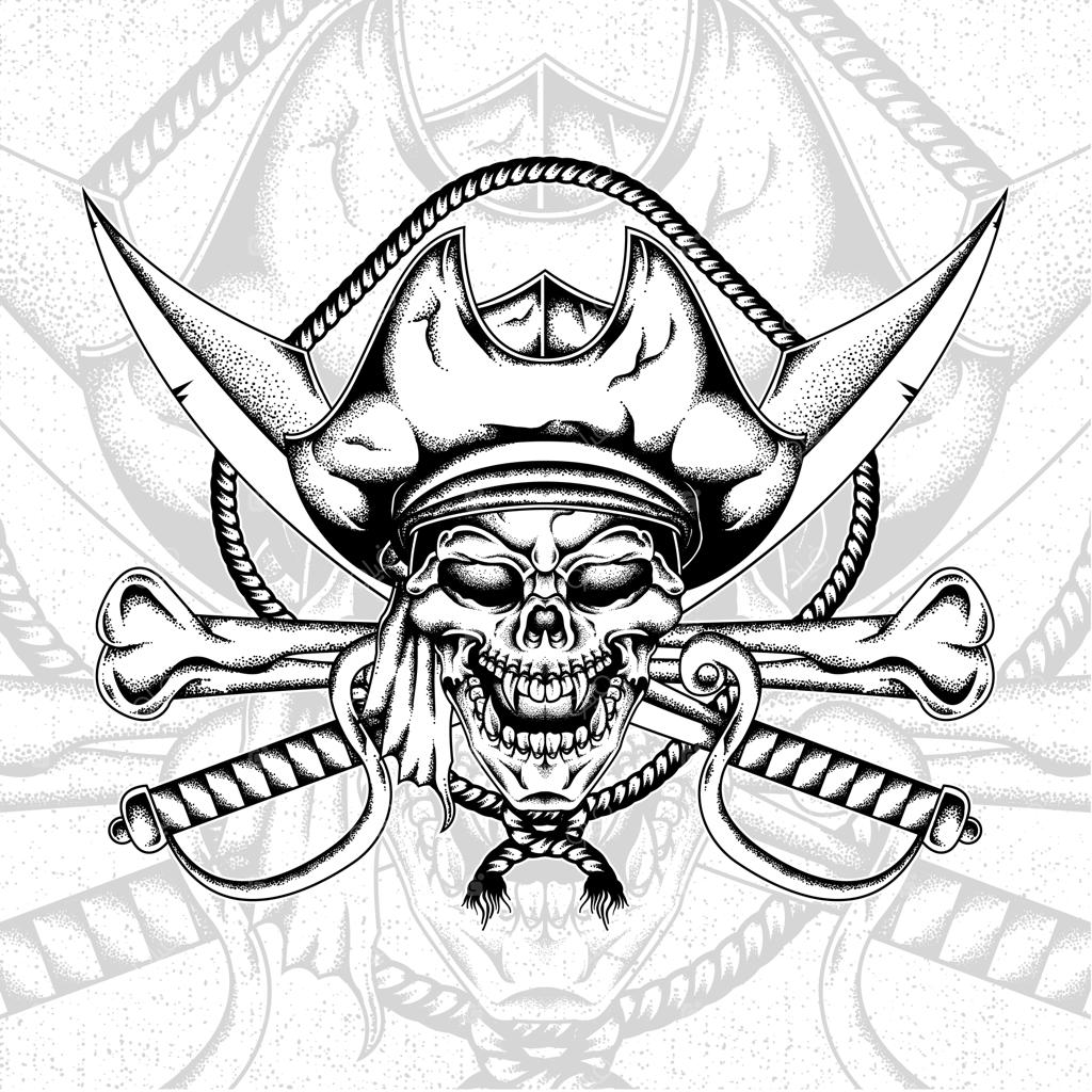 تصویر دزدان دریایی جمجمه با جزئیات و قابل ویرایش آسان