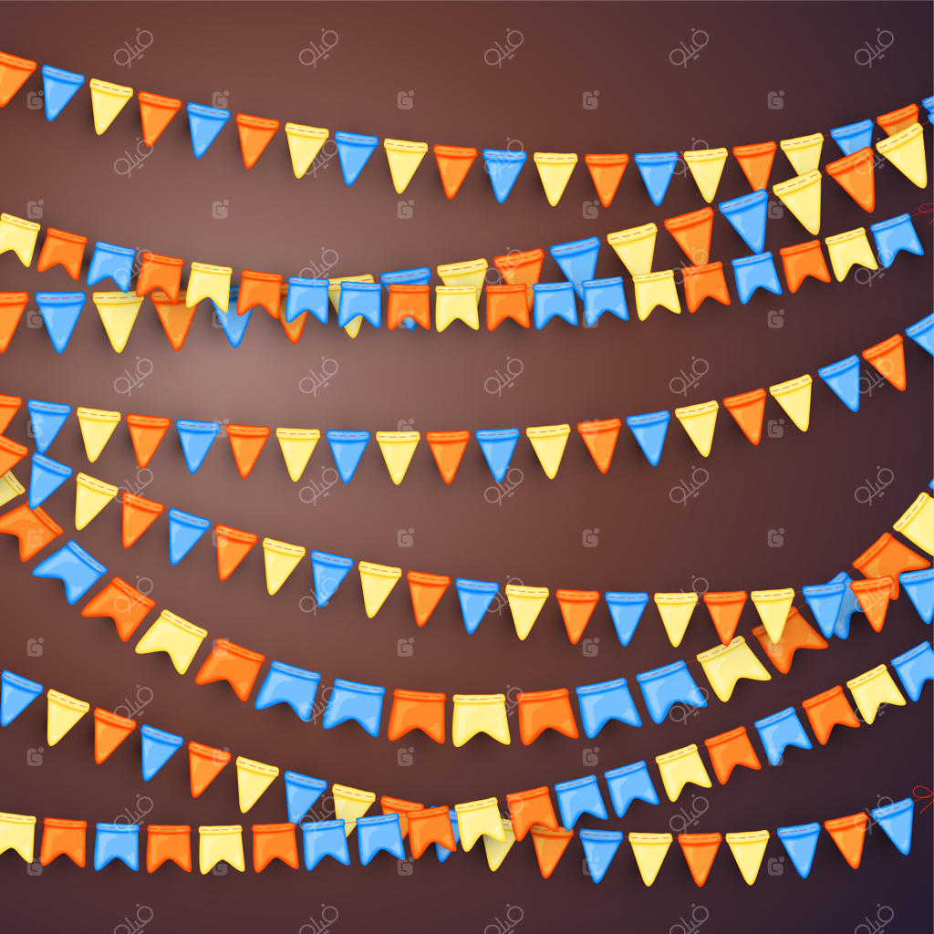 زمینه‌ی شاد با ریسه‌های پرچم