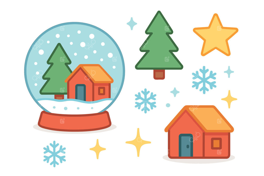 سرزمین عجایب زمستانی با تمرکز بر گوی برفی و تزئینات جشن