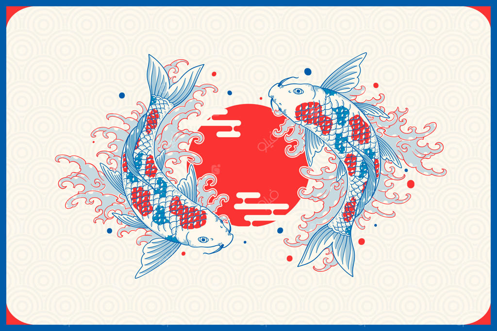 ماهی کوی در یک ترکیب‌بندی به سبک ژاپنی