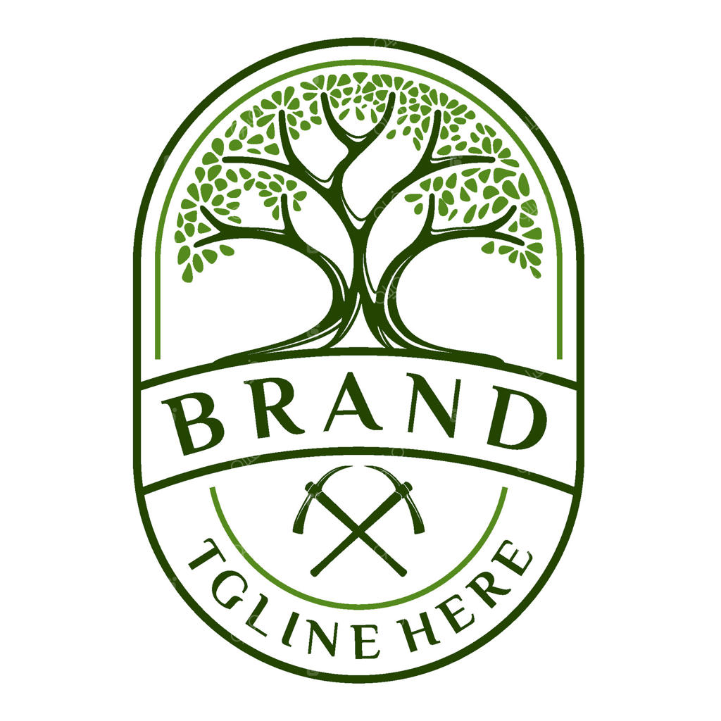لوگوی بیضی درخت بلوط سبز: این درخت درون دایره بیضی به‌عنوان نمادی برای شرکت‌های بهداشتی، باغ‌های گُل و میوه و مزارع مناسب است.