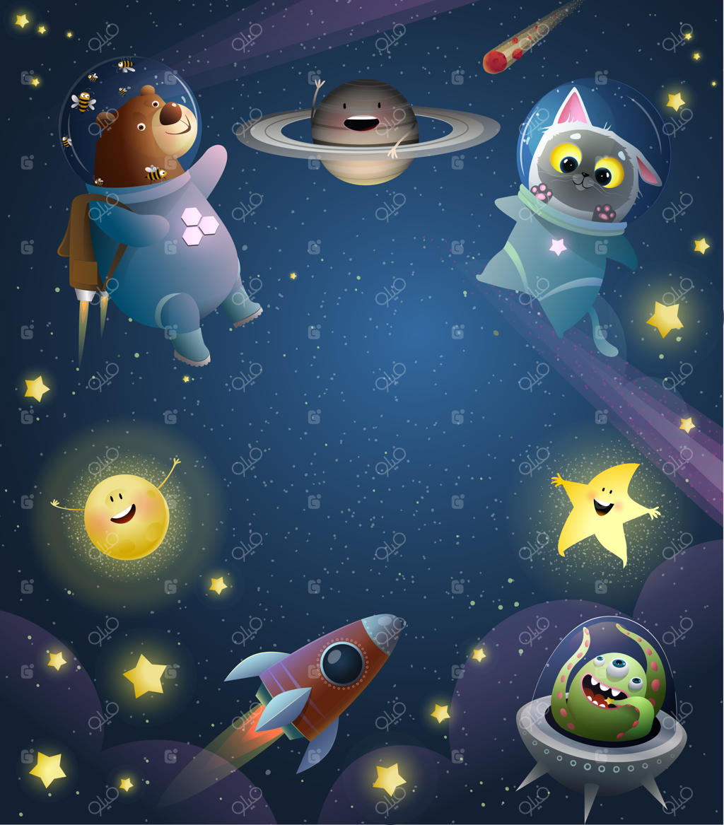 حیوانات فضانورد در فضا با تصویر زمینه موشک
