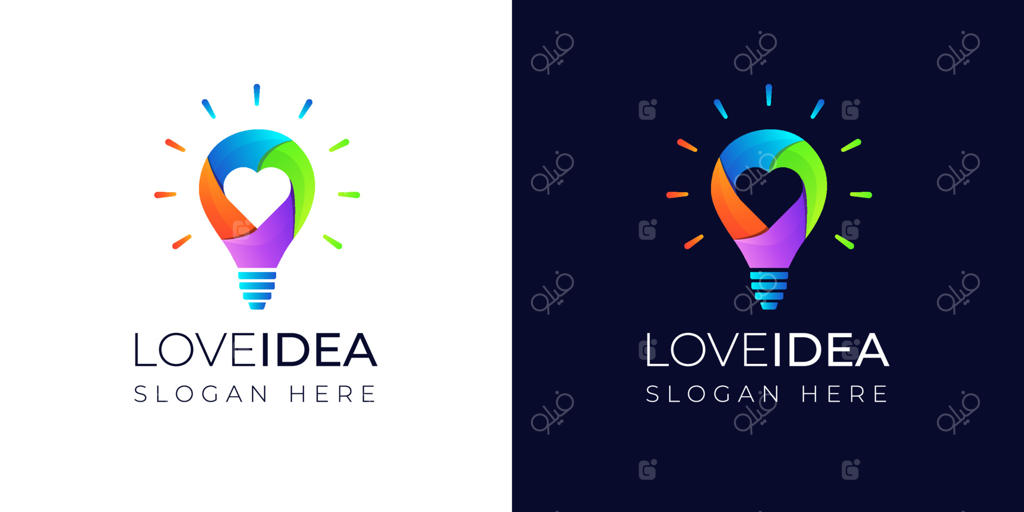 ایده عشق رنگارنگ با طراحی لوگوی لامپ