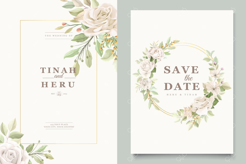 الگوی کارت دعوت با طرح رزهای زیبا