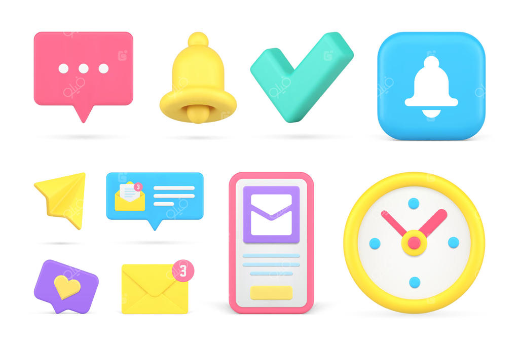 نماد سه بعدی ارتباط آنلاین و شبکه‌های اجتماعی در فضای مجازی