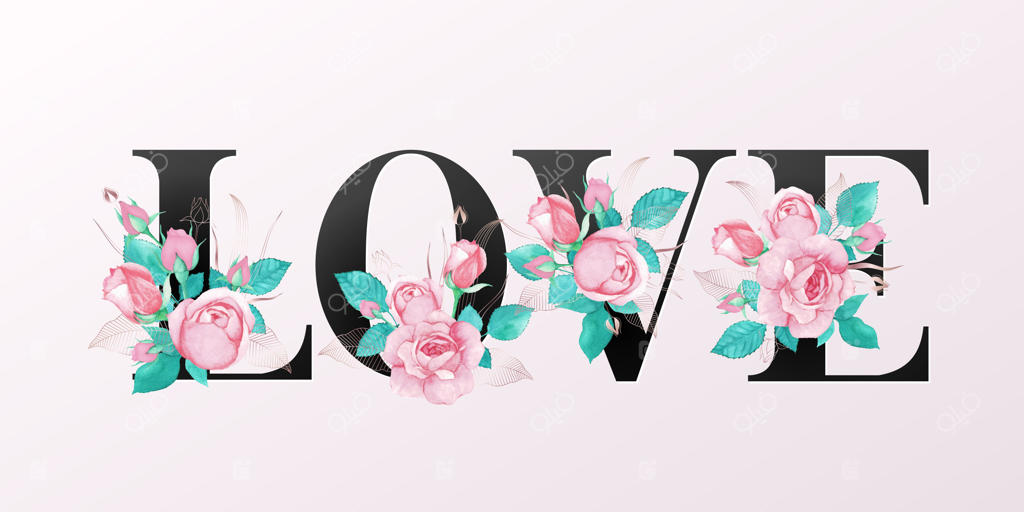 حروف الفبا با گل‌های آبرنگی