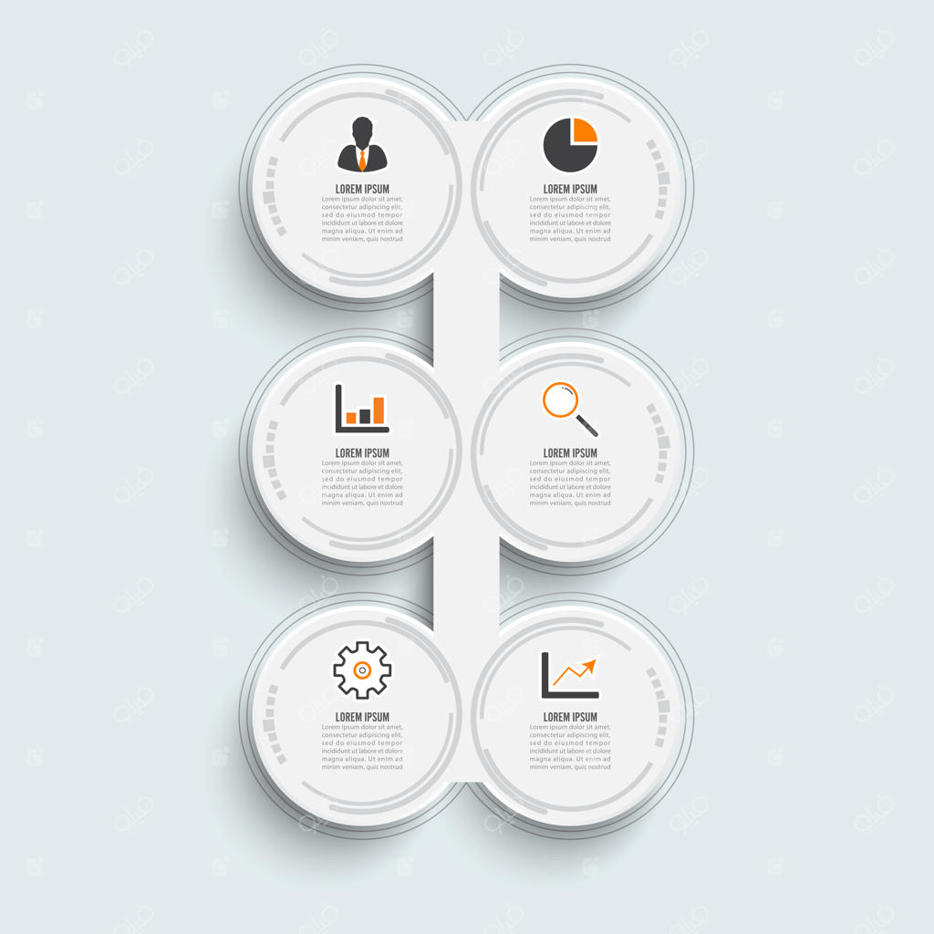 قالب اینفوگرافیک تایم‌لاین افقی شش مرحله‌ای