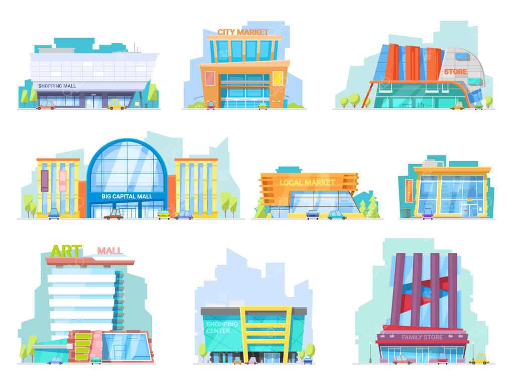 ساخت نمای مرکز خرید و تصویرسازی نمای فروشگاه در مجتمع‌های تجاری و معماری شهری