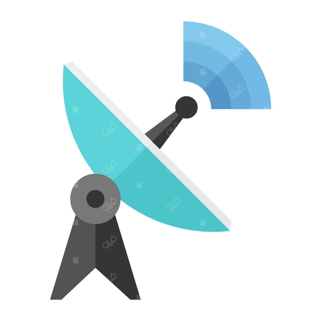 آیکون گیرنده ماهواره با سبک رنگی تخت