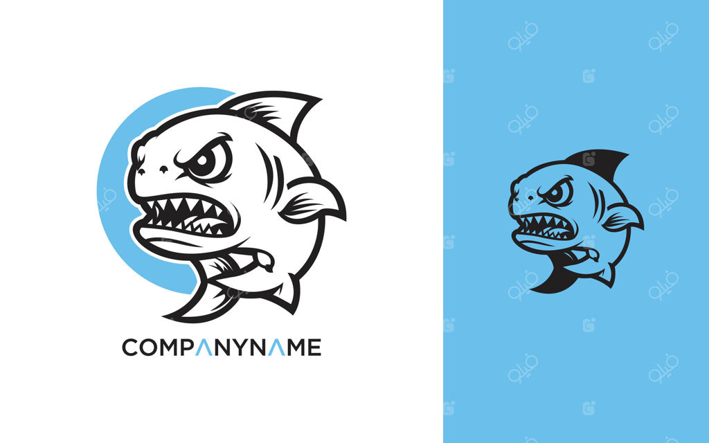 شبح ساده لوگوی ماهی باس در طراحی نماد