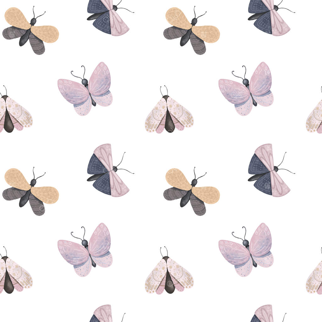 طرح یکپارچه پروانه‌ها و شب‌پره‌های پاستلی